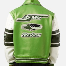 Mens Avirex All Stars Green Leather Jacket