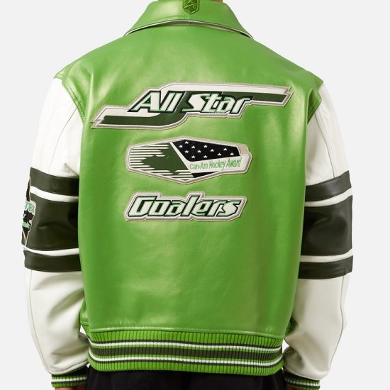 Mens Avirex All Stars Green Leather Jacket