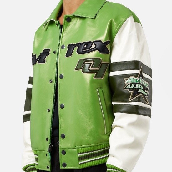 Mens Avirex All Stars Green Leather Jacket