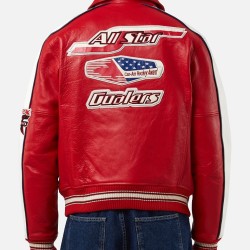 Mens Avirex All Stars Red Leather Jacket