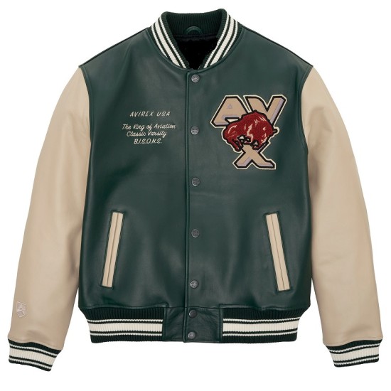 Mens Avirex Bisons Varsity Biker Jacket
