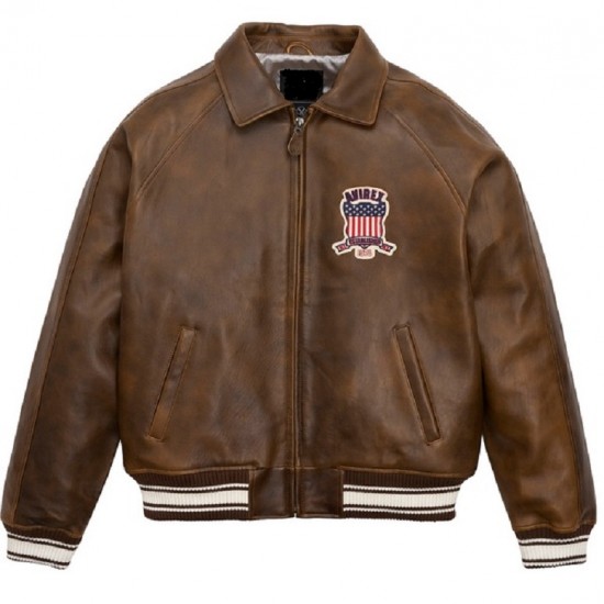 Mens Avirex Brown Leather Biker Jacket Mens Avirex Brown Leather Biker Jacket