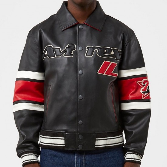 Mens Avirex Chicago Black Leather Jacket Mens Avirex Chicago Black Leather Jacket