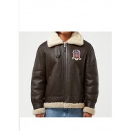 Mens Avirex Dark Brown Shearling Leather Jacket