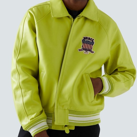 Mens Avirex Green Biker Jacket Mens Avirex Green Biker Jacket