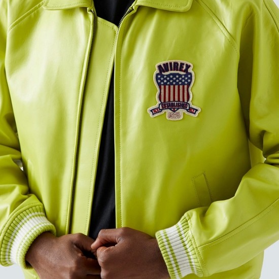 Mens Avirex Green Biker Jacket Mens Avirex Green Biker Jacket
