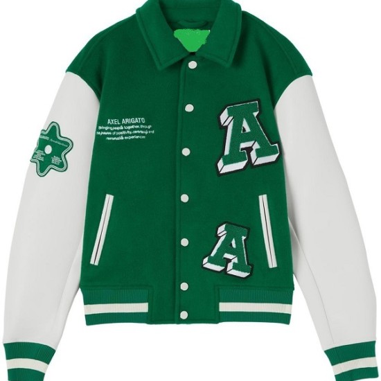 Mens Axel Arigato Green Biker Varsity Jacket Mens Axel Arigato Green Biker Varsity Jacket