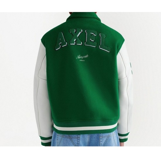 Mens Axel Arigato Green Biker Varsity Jacket Mens Axel Arigato Green Biker Varsity Jacket