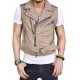 Mens Belted Asymmetrical Zipper Leather Vest     