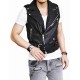 Mens Belted Asymmetrical Zipper Leather Vest     