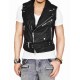 Mens Belted Asymmetrical Zipper Leather Vest     