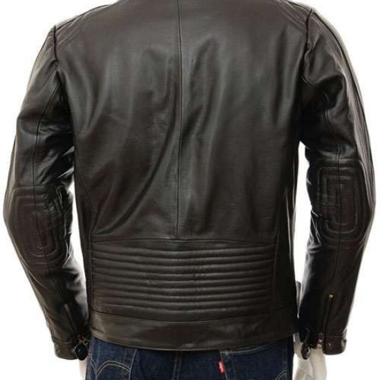 Mens Black And Brown Slimfit Stylish Classic Cafe Racer Tab Collar Real Leather Biker Jacket Mens Black And Brown Slimfit Stylish Classic Cafe Racer Tab Collar Real Leather Biker Jacket