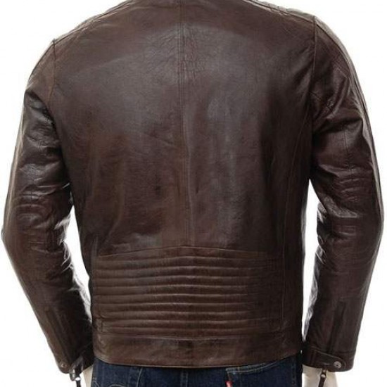 Mens Black And Brown Slimfit Stylish Classic Cafe Racer Tab Collar Real Leather Biker Jacket Mens Black And Brown Slimfit Stylish Classic Cafe Racer Tab Collar Real Leather Biker Jacket