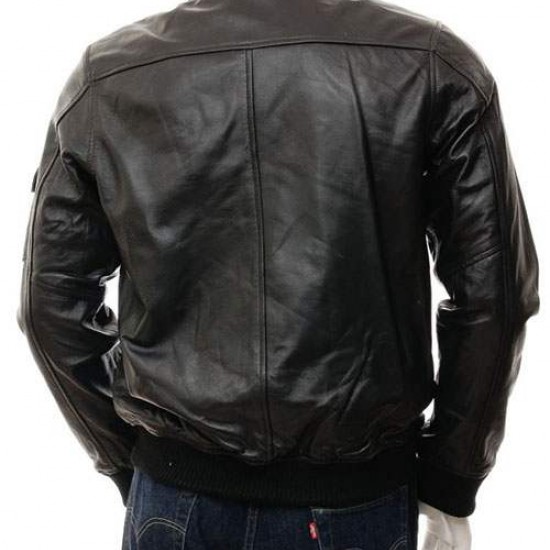 Mens Black And Dark Brown Classic Elegant Real Leather Bomber Jacket Mens Black And Dark Brown Classic Elegant Real Leather Bomber Jacket