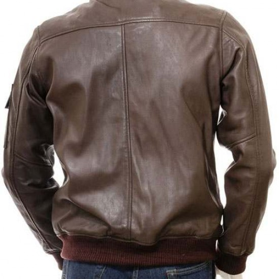 Mens Black And Dark Brown Classic Elegant Real Leather Bomber Jacket Mens Black And Dark Brown Classic Elegant Real Leather Bomber Jacket