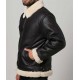 Mens Black Aviator Faux Shearling Leather Jacket Mens Black Aviator Faux Shearling Leather Jacket