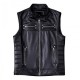 Mens Black Biker Genuine Leather Quilted Motorcycle Vest