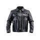 Mens Black Leather Jacket With Suede Stripes Mens Black Leather Jacket With Suede Stripes