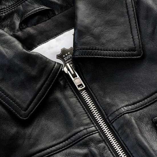 Mens Black Leather Jacket With Suede Stripes Mens Black Leather Jacket With Suede Stripes