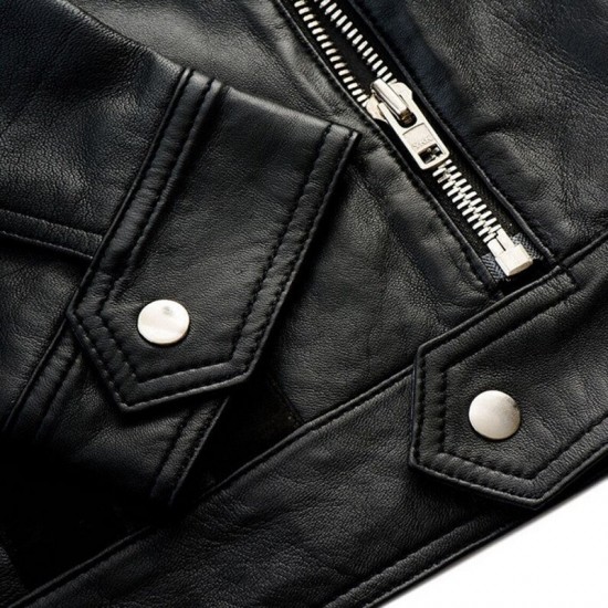 Mens Black Leather Jacket With Suede Stripes Mens Black Leather Jacket With Suede Stripes
