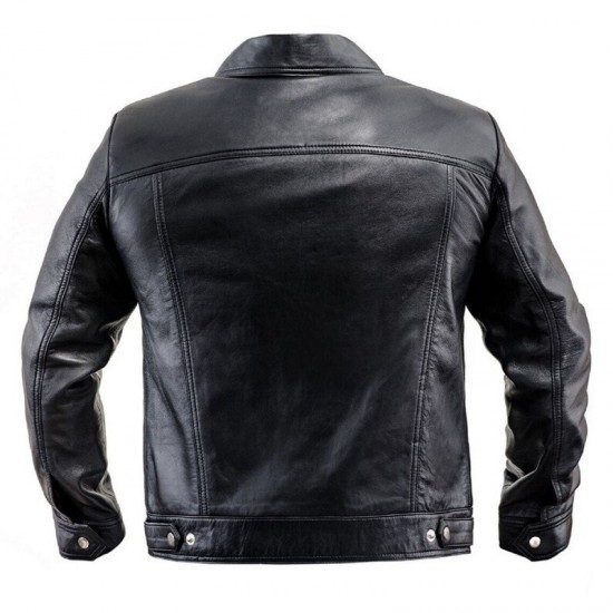 Mens Black Leather Jacket With Suede Stripes Mens Black Leather Jacket With Suede Stripes