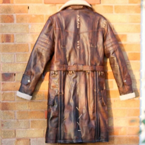 Mens Brown Shearling Distressed Brown Faux Fur Leather Long Winter Coat Mens Brown Shearling Distressed Brown Faux Fur Leather Long Winter Coat