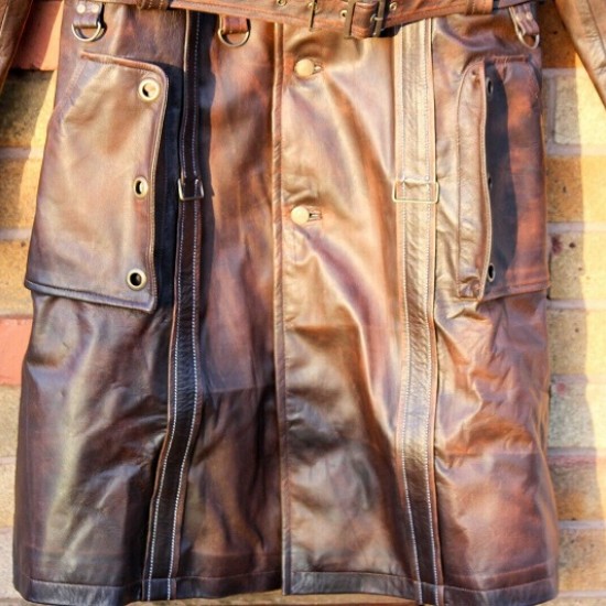 Mens Brown Shearling Distressed Brown Faux Fur Leather Long Winter Coat Mens Brown Shearling Distressed Brown Faux Fur Leather Long Winter Coat