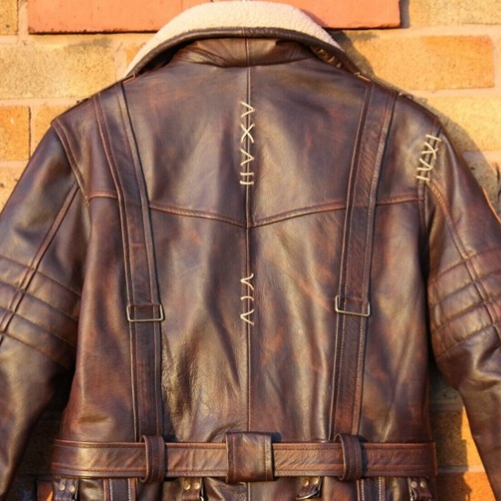 Mens Brown Shearling Distressed Brown Faux Fur Leather Long Winter Coat Mens Brown Shearling Distressed Brown Faux Fur Leather Long Winter Coat