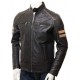 Mens Cafe Racer Striped Four Pockets Real Leather Biker Jacket Mens Cafe Racer Striped Four Pockets Real Leather Biker Jacket