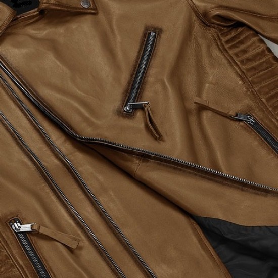 Mens Charles Burnt Tan Brown Leather Jacket Mens Charles Burnt Tan Brown Leather Jacket