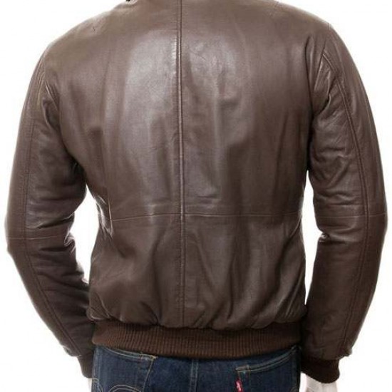Mens Classic Shirt Collar Real Leather Bomber Jacket Mens Classic Shirt Collar Real Leather Bomber Jacket