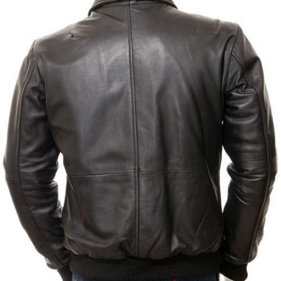 Mens Classic Shirt Collar Real Leather Bomber Jacket Mens Classic Shirt Collar Real Leather Bomber Jacket