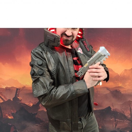 Mens Cyberpunk 2077 Leather Embroidery Costume Jacket Mens Cyberpunk 2077 Leather Embroidery Costume Jacket