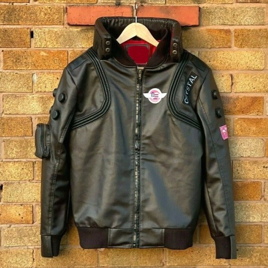 Mens Cyberpunk 2077 Leather Embroidery Costume Jacket Mens Cyberpunk 2077 Leather Embroidery Costume Jacket