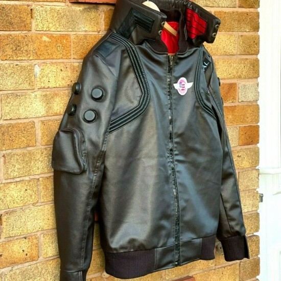 Mens Cyberpunk 2077 Leather Embroidery Costume Jacket Mens Cyberpunk 2077 Leather Embroidery Costume Jacket