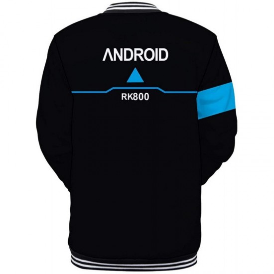 Mens Detroit Become Human RK800 Connor Bomber Black Varsity Wool Jacket Mens Detroit Become Human RK800 Connor Bomber Black Varsity Wool Jacket