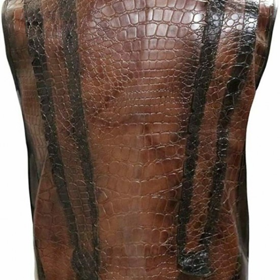 Mens Dundee Danny McBride Crocodile Brown Leather Vest Mens Dundee Danny McBride Crocodile Brown Leather Vest
