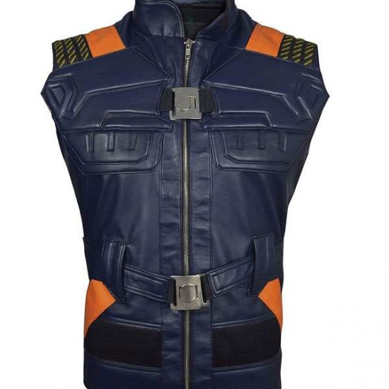 Mens Erik Killmonger Panther Blue Leather Vest Mens Erik Killmonger Panther Blue Leather Vest