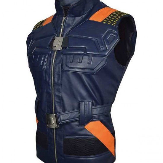 Mens Erik Killmonger Panther Blue Leather Vest