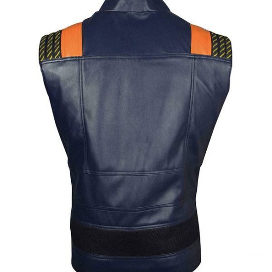 Mens Erik Killmonger Panther Blue Leather Vest