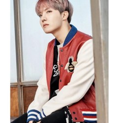 Mens J Hope Blind for Love Leather Bomber Jacket