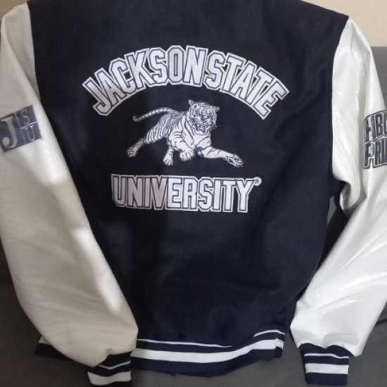Mens Jackson State University Classic Rib Wool Varsity Jacket Mens Jackson State University Classic Rib Wool Varsity Jacket