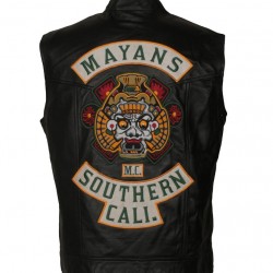 Mens Michael Irby MAYANS Biker Black Leather Vest