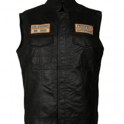 Mens Michael Irby MAYANS Biker Black Leather Vest