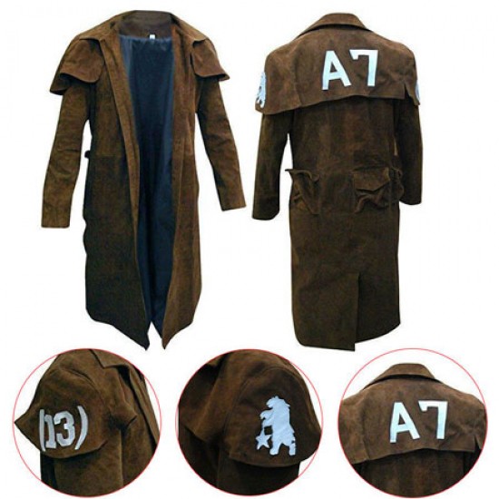 Mens New A7 Vega Veteran Ranger Armor Costume NCR Trench Leather Coat Mens New A7 Vega Veteran Ranger Armor Costume NCR Trench Leather Coat