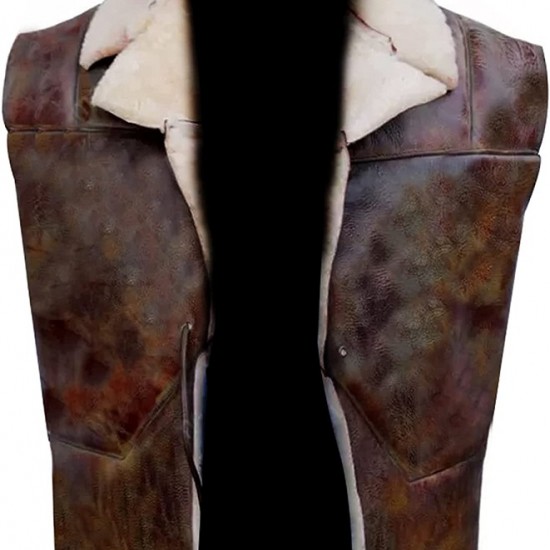 Mens No Name Clint Eastwood Western Cowboy Fur Shearling Brown Geniune Leather Vest Mens No Name Clint Eastwood Western Cowboy Fur Shearling Brown Geniune Leather Vest
