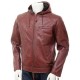 Mens Oxblood Hooded Leather Jacket Mens Oxblood Hooded Leather Jacket