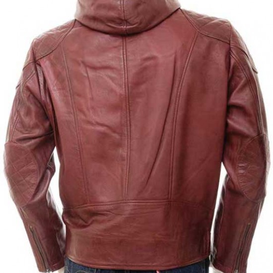 Mens Oxblood Hooded Leather Jacket Mens Oxblood Hooded Leather Jacket