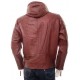 Mens Oxblood Hooded Leather Jacket Mens Oxblood Hooded Leather Jacket