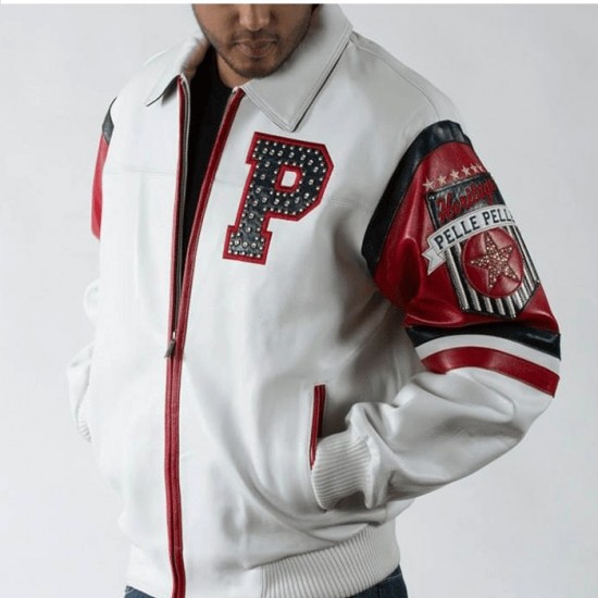 Mens Pelle Pelle All American White Jacket Mens Pelle Pelle All American White Jacket